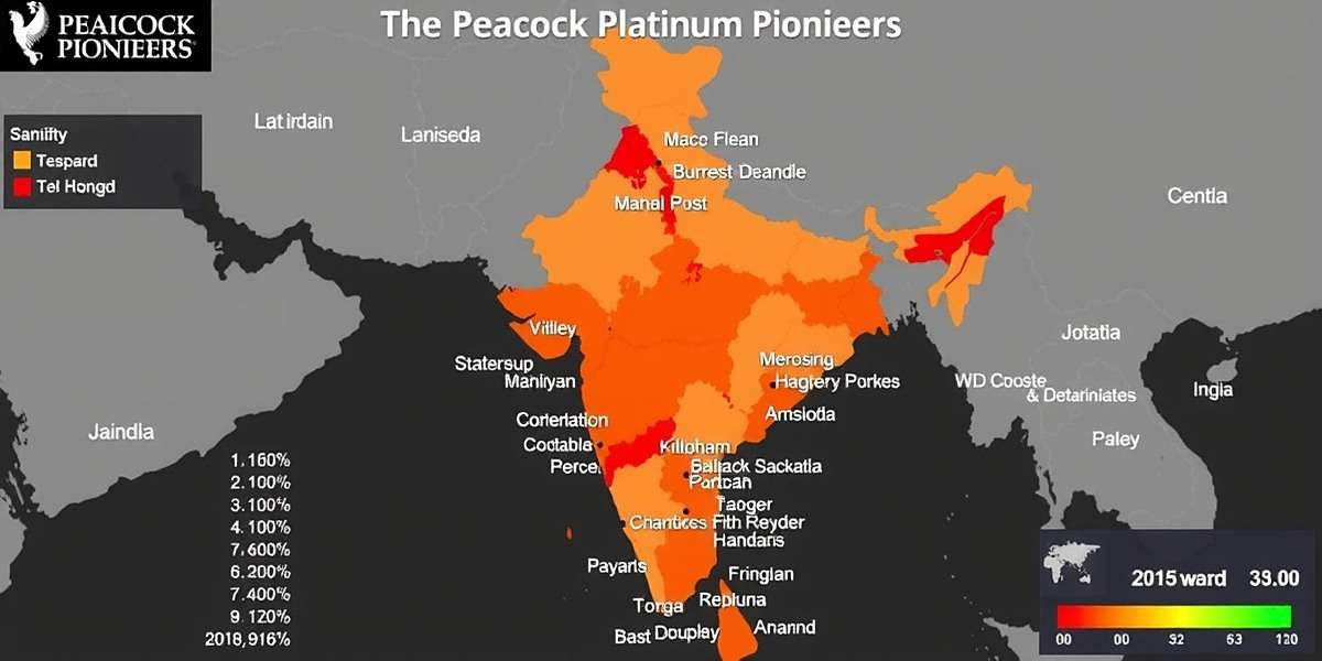 Peacock Platinum Pioneers Player Distribution in India Heat map showing Peacock Platinum Pioneers player distribution across India with highest concentration in major cities and urban areas