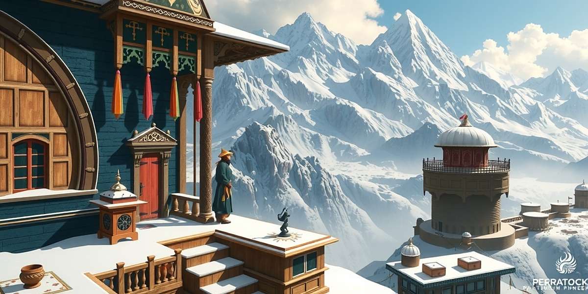 Peacock Platinum Pioneers - Ladakh Expansion Concept Art Concept art for upcoming Ladakh expansion in Peacock Platinum Pioneers showing Himalayan landscapes and traditional architecture