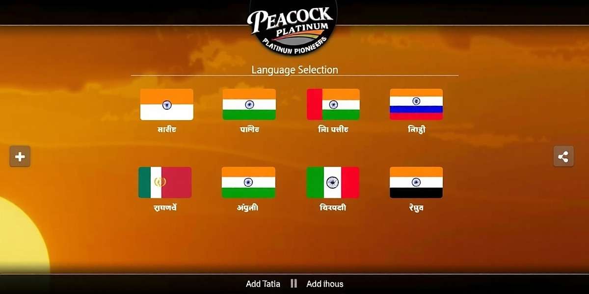 Peacock Platinum Pioneers Language Selection Menu Language selection screen from Peacock Platinum Pioneers showing 11 Indian language options with regional flags